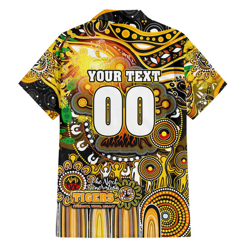 Personalised NAIDOC Week 2025 Tiger Football Family Matching Short Sleeve Bodycon Dress and Hawaiian Shirt Aboriginal Dot Painting