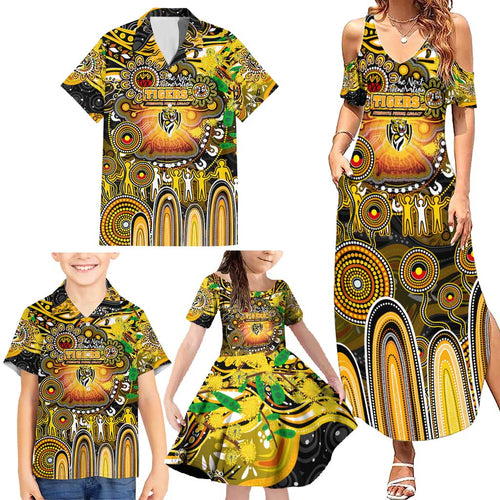 Personalised NAIDOC Week 2025 Tiger Football Family Matching Summer Maxi Dress and Hawaiian Shirt Aboriginal Dot Painting