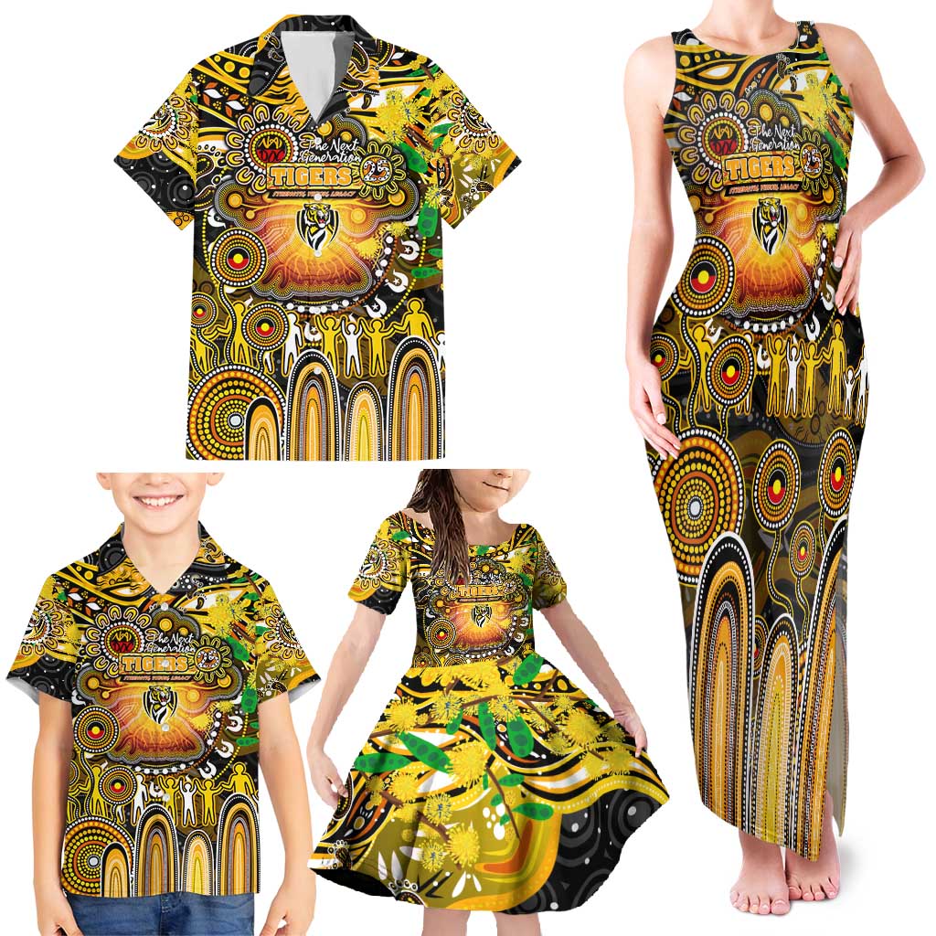 Personalised NAIDOC Week 2025 Tiger Football Family Matching Tank Maxi Dress and Hawaiian Shirt Aboriginal Dot Painting
