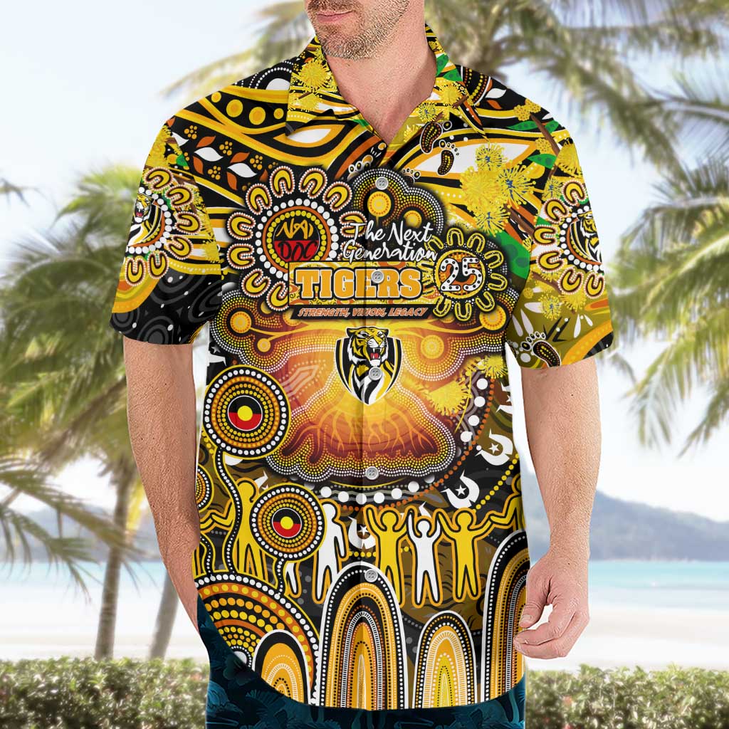 Personalised NAIDOC Week 2025 Tiger Football Hawaiian Shirt Aboriginal Dot Painting