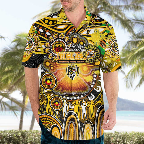 Personalised NAIDOC Week 2025 Tiger Football Hawaiian Shirt Aboriginal Dot Painting