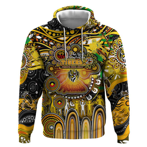 Personalised NAIDOC Week 2025 Tiger Football Hoodie Aboriginal Dot Painting