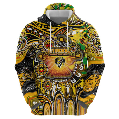 Personalised NAIDOC Week 2025 Tiger Football Hoodie Aboriginal Dot Painting