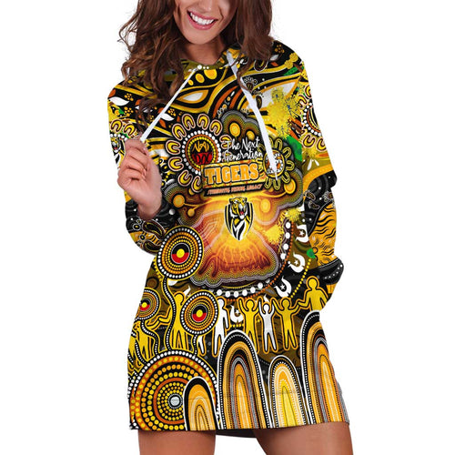 Personalised NAIDOC Week 2025 Tiger Football Hoodie Dress Aboriginal Dot Painting