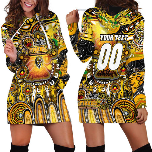 Personalised NAIDOC Week 2025 Tiger Football Hoodie Dress Aboriginal Dot Painting