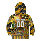 Personalised NAIDOC Week 2025 Tiger Football Kid Hoodie Aboriginal Dot Painting