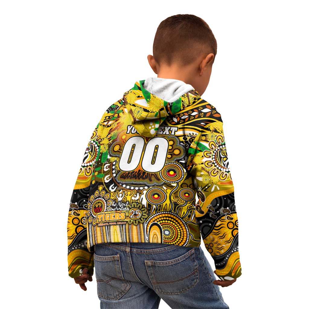 Personalised NAIDOC Week 2025 Tiger Football Kid Hoodie Aboriginal Dot Painting