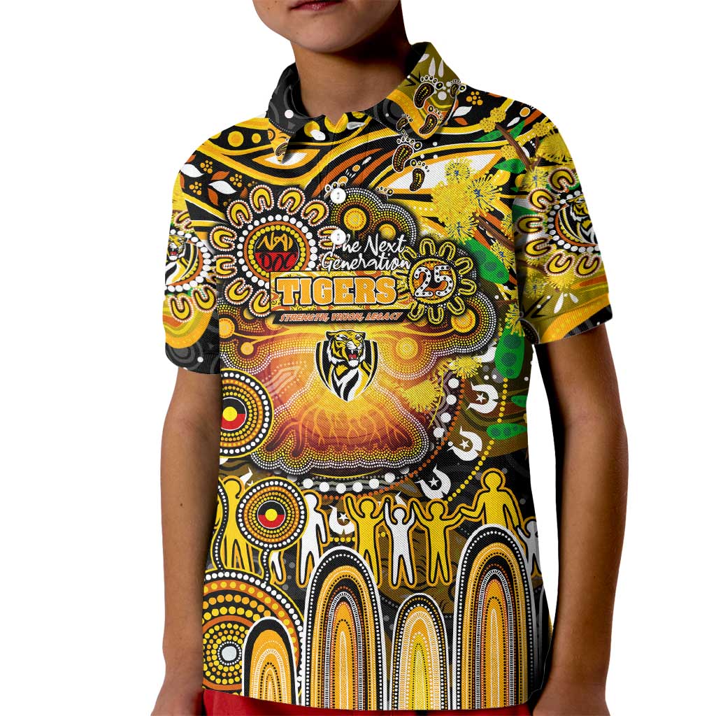 Personalised NAIDOC Week 2025 Tiger Football Kid Polo Shirt Aboriginal Dot Painting