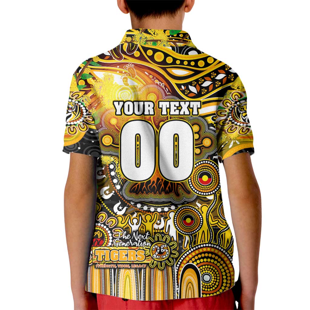 Personalised NAIDOC Week 2025 Tiger Football Kid Polo Shirt Aboriginal Dot Painting