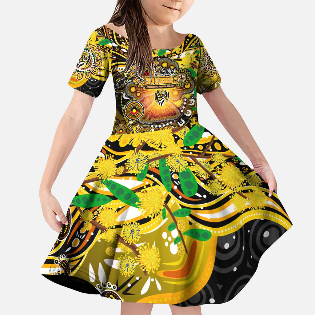 Personalised NAIDOC Week 2025 Tiger Football Kid Short Sleeve Dress Aboriginal Dot Painting