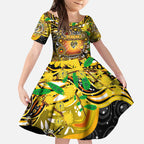 Personalised NAIDOC Week 2025 Tiger Football Kid Short Sleeve Dress Aboriginal Dot Painting