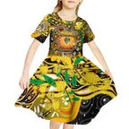Personalised NAIDOC Week 2025 Tiger Football Kid Short Sleeve Dress Aboriginal Dot Painting