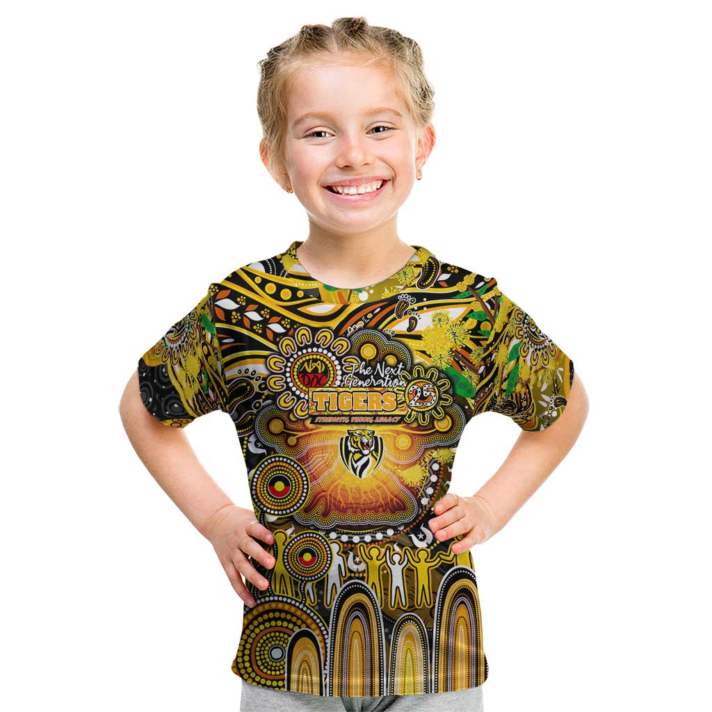 Personalised NAIDOC Week 2025 Tiger Football Kid T Shirt Aboriginal Dot Painting