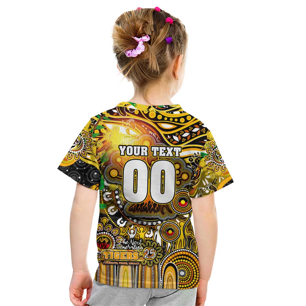 Personalised NAIDOC Week 2025 Tiger Football Kid T Shirt Aboriginal Dot Painting