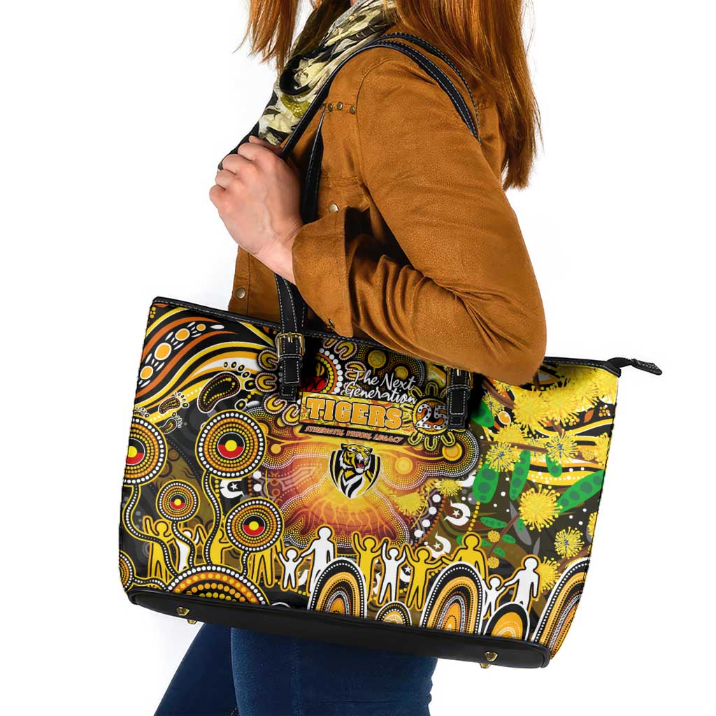 NAIDOC Week 2025 Tiger Football Leather Tote Bag Aboriginal Dot Painting