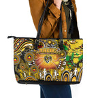 NAIDOC Week 2025 Tiger Football Leather Tote Bag Aboriginal Dot Painting