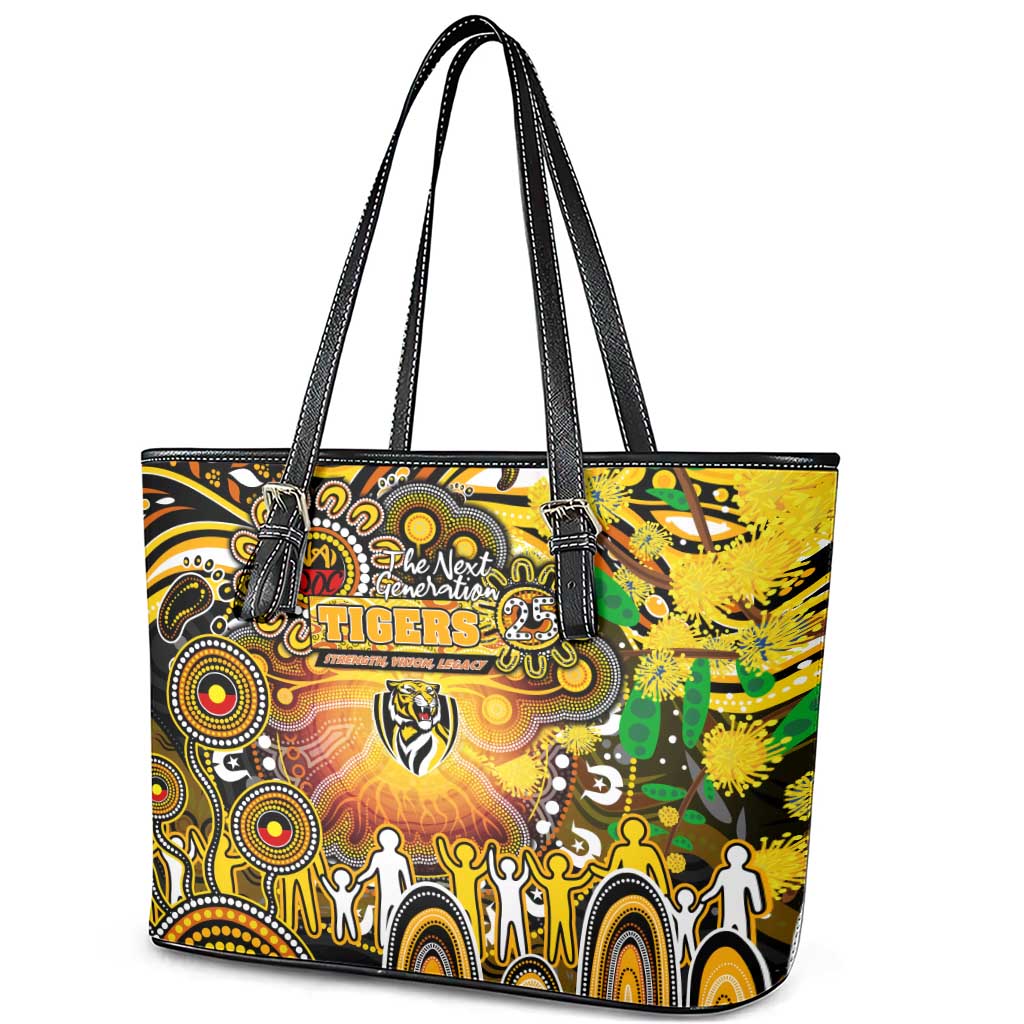 NAIDOC Week 2025 Tiger Football Leather Tote Bag Aboriginal Dot Painting