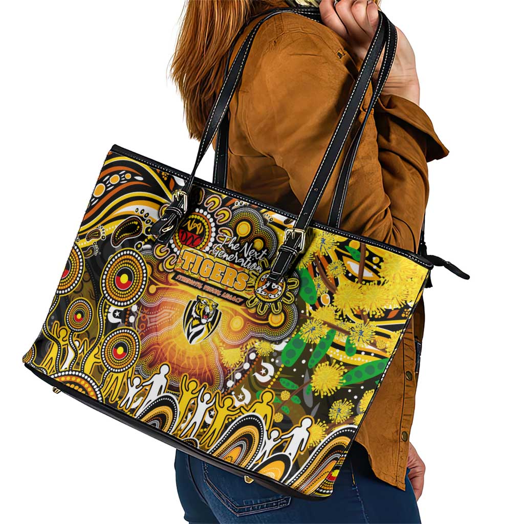 NAIDOC Week 2025 Tiger Football Leather Tote Bag Aboriginal Dot Painting