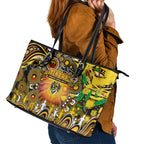 NAIDOC Week 2025 Tiger Football Leather Tote Bag Aboriginal Dot Painting