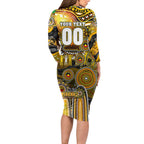 Personalised NAIDOC Week 2025 Tiger Football Long Sleeve Bodycon Dress Aboriginal Dot Painting