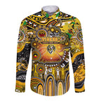 Personalised NAIDOC Week 2025 Tiger Football Long Sleeve Button Shirt Aboriginal Dot Painting