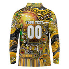 Personalised NAIDOC Week 2025 Tiger Football Long Sleeve Polo Shirt Aboriginal Dot Painting