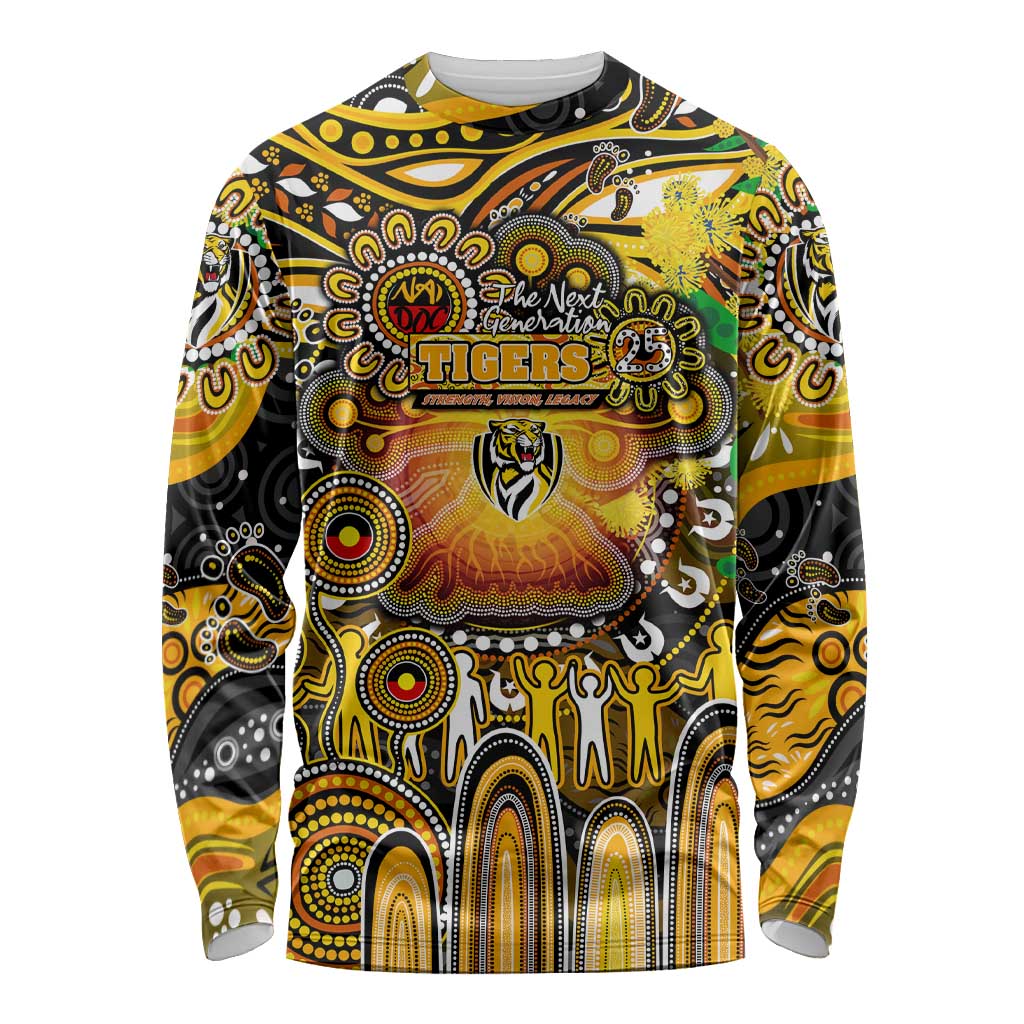 Personalised NAIDOC Week 2025 Tiger Football Long Sleeve Shirt Aboriginal Dot Painting