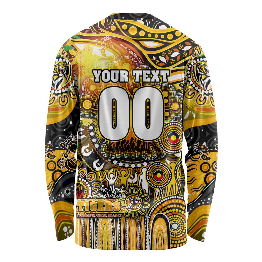Personalised NAIDOC Week 2025 Tiger Football Long Sleeve Shirt Aboriginal Dot Painting