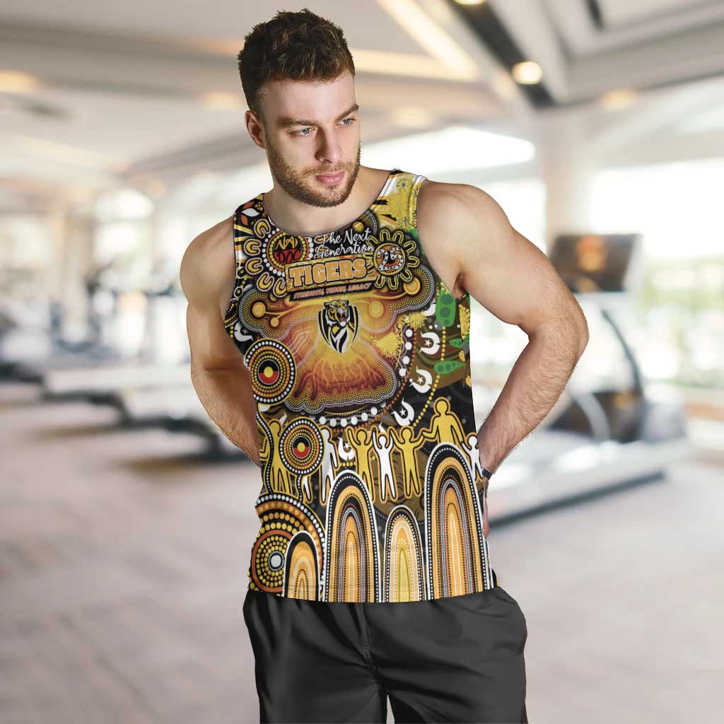 Personalised NAIDOC Week 2025 Tiger Football Men Tank Top Aboriginal Dot Painting