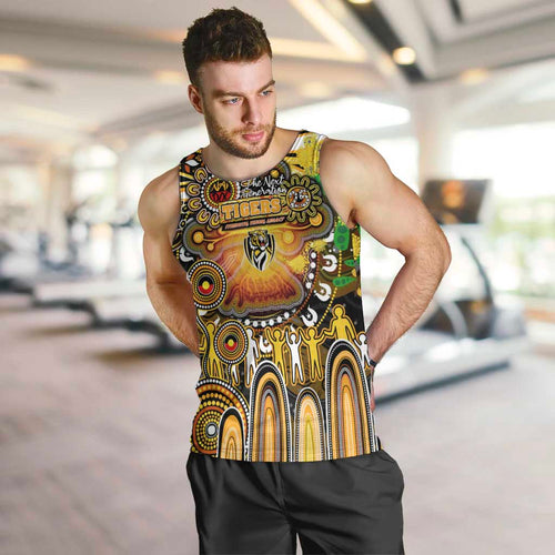 Personalised NAIDOC Week 2025 Tiger Football Men Tank Top Aboriginal Dot Painting
