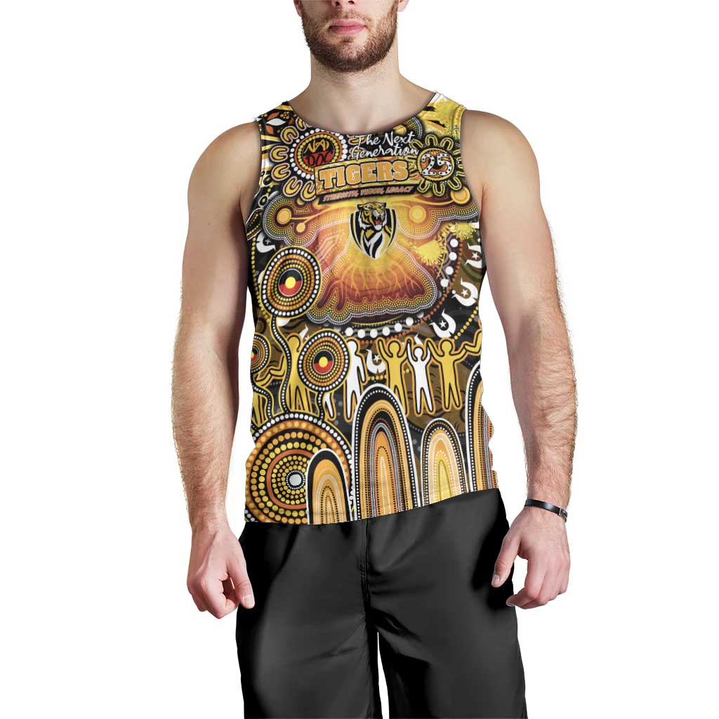 Personalised NAIDOC Week 2025 Tiger Football Men Tank Top Aboriginal Dot Painting