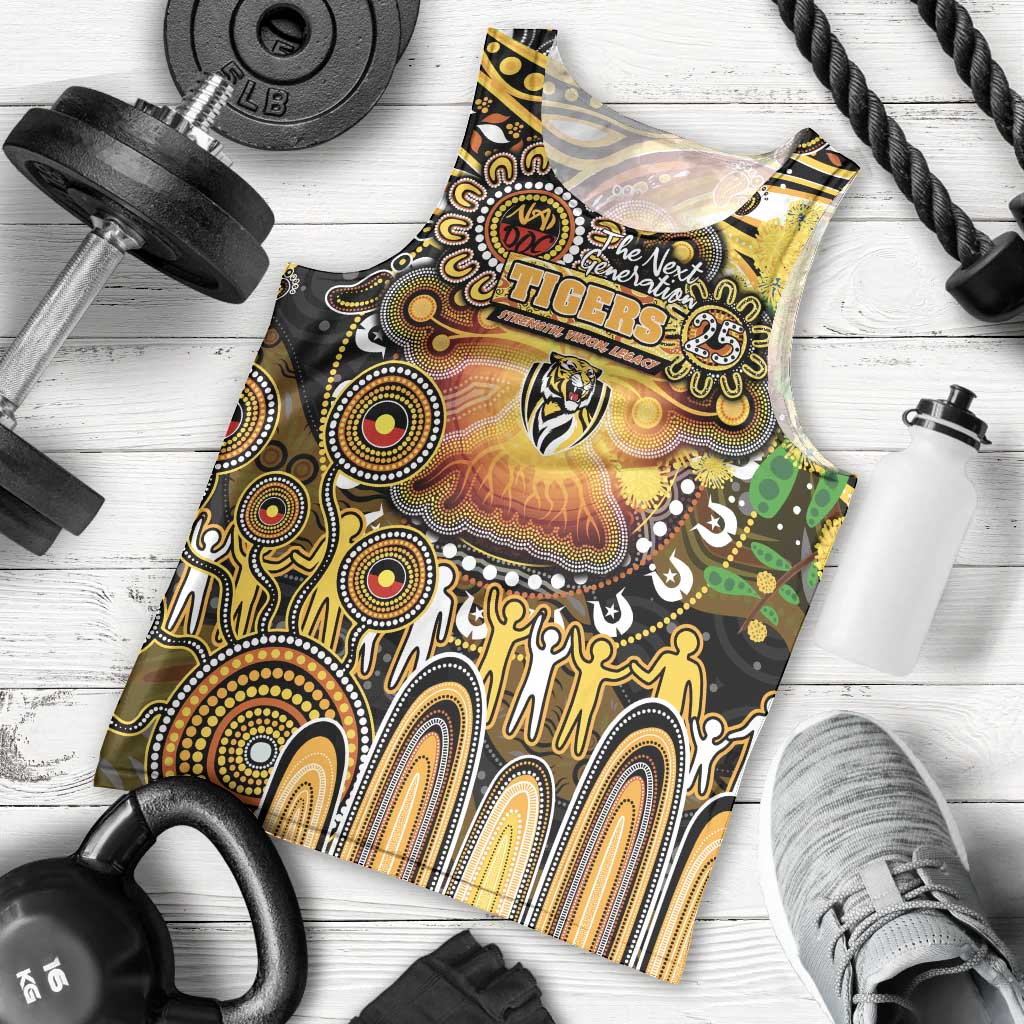 Personalised NAIDOC Week 2025 Tiger Football Men Tank Top Aboriginal Dot Painting