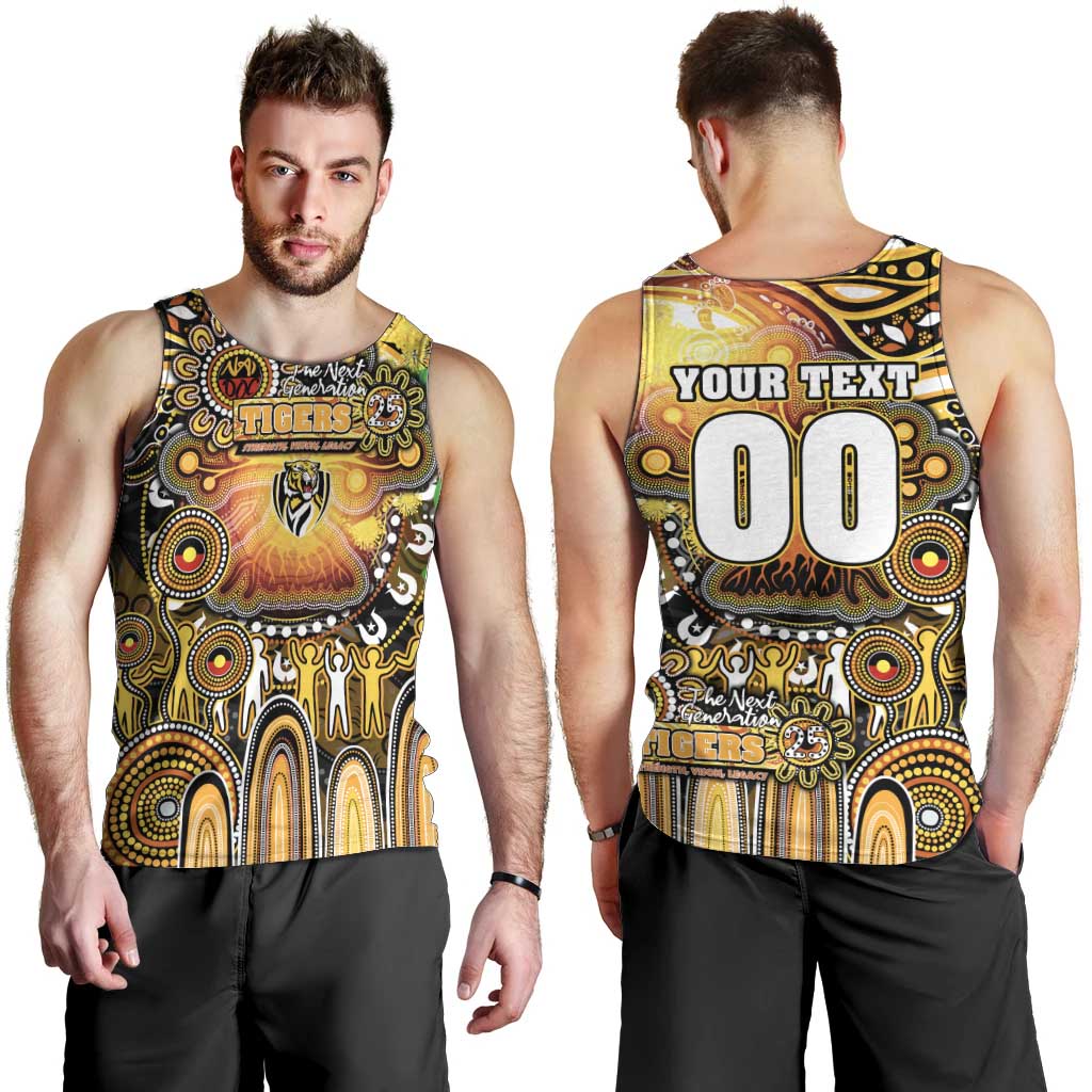 Personalised NAIDOC Week 2025 Tiger Football Men Tank Top Aboriginal Dot Painting