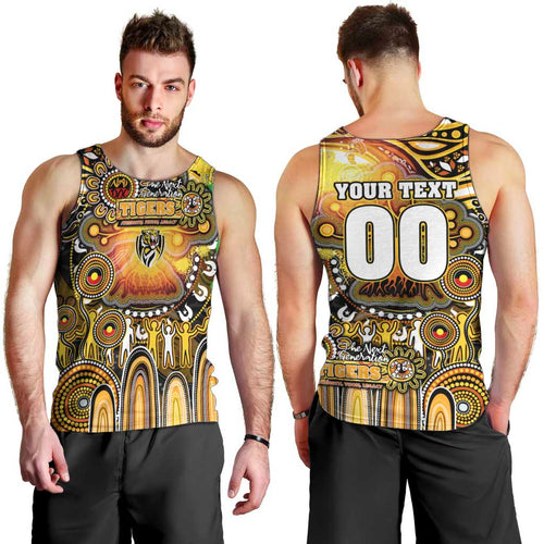 Personalised NAIDOC Week 2025 Tiger Football Men Tank Top Aboriginal Dot Painting