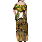 Personalised NAIDOC Week 2025 Tiger Football Off Shoulder Maxi Dress Aboriginal Dot Painting
