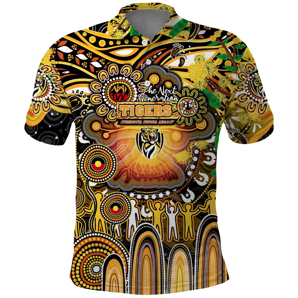 Personalised NAIDOC Week 2025 Tiger Football Polo Shirt Aboriginal Dot Painting