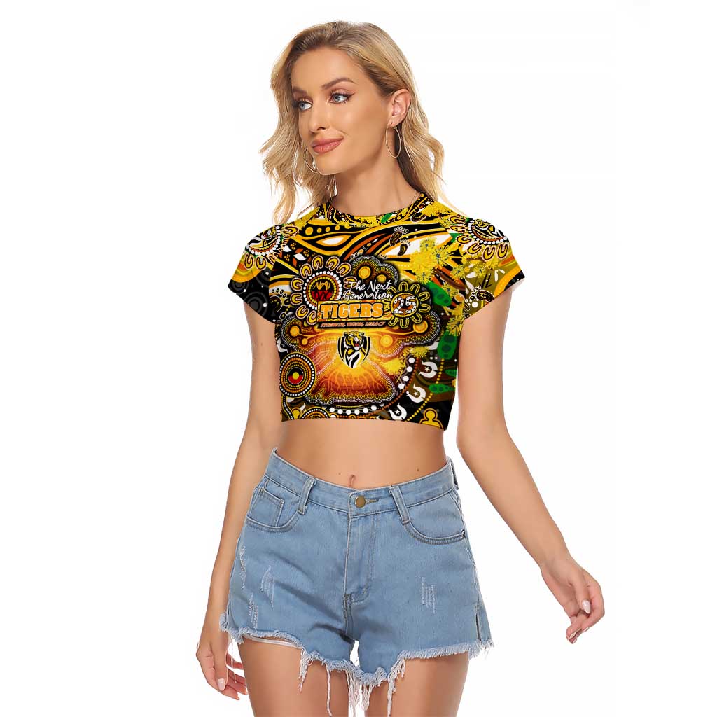 Personalised NAIDOC Week 2025 Tiger Football Raglan Cropped T Shirt Aboriginal Dot Painting