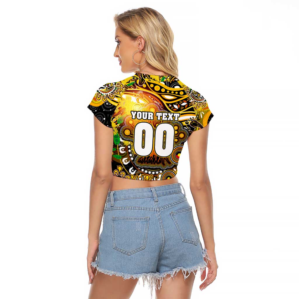 Personalised NAIDOC Week 2025 Tiger Football Raglan Cropped T Shirt Aboriginal Dot Painting