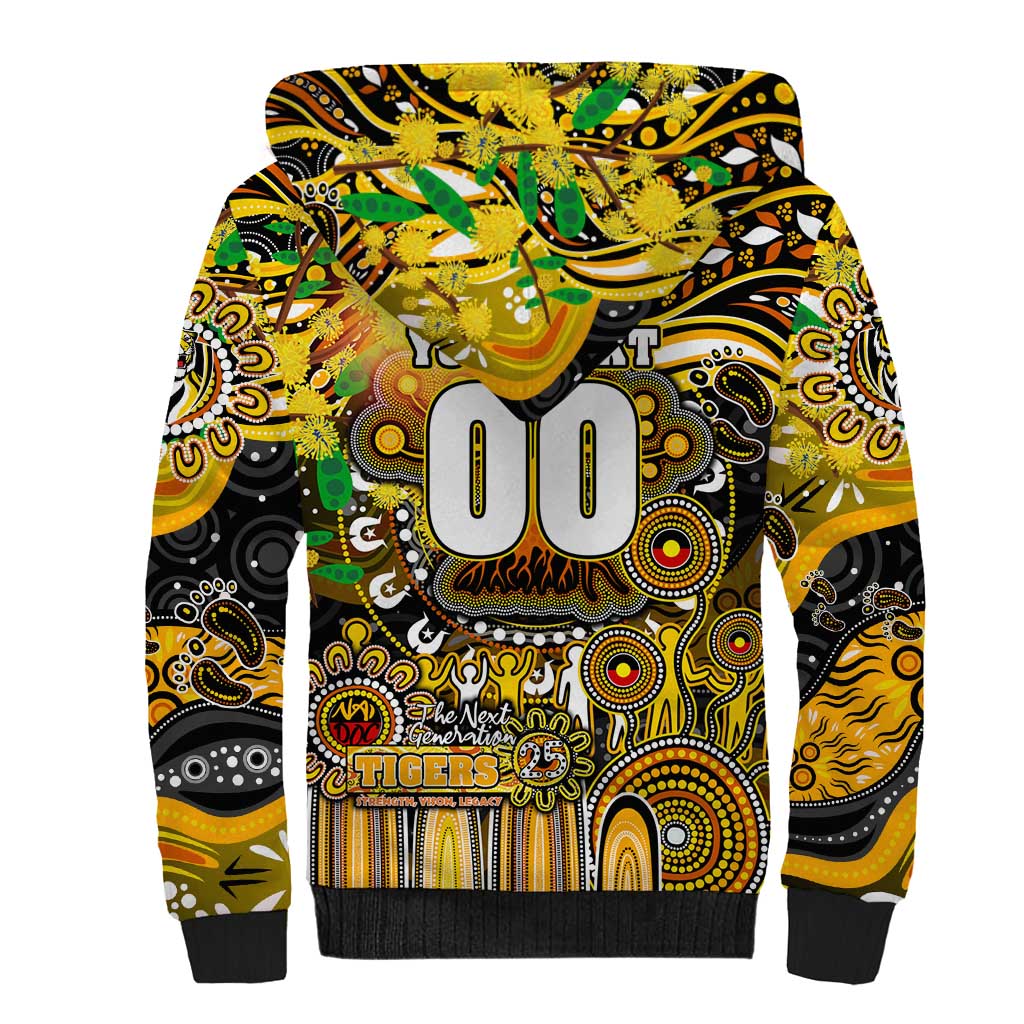 Personalised NAIDOC Week 2025 Tiger Football Sherpa Hoodie Aboriginal Dot Painting