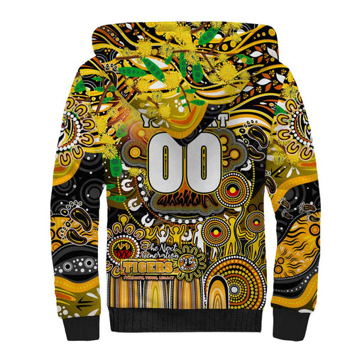 Personalised NAIDOC Week 2025 Tiger Football Sherpa Hoodie Aboriginal Dot Painting
