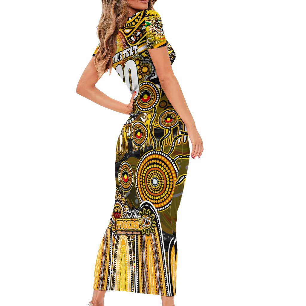 Personalised NAIDOC Week 2025 Tiger Football Short Sleeve Bodycon Dress Aboriginal Dot Painting