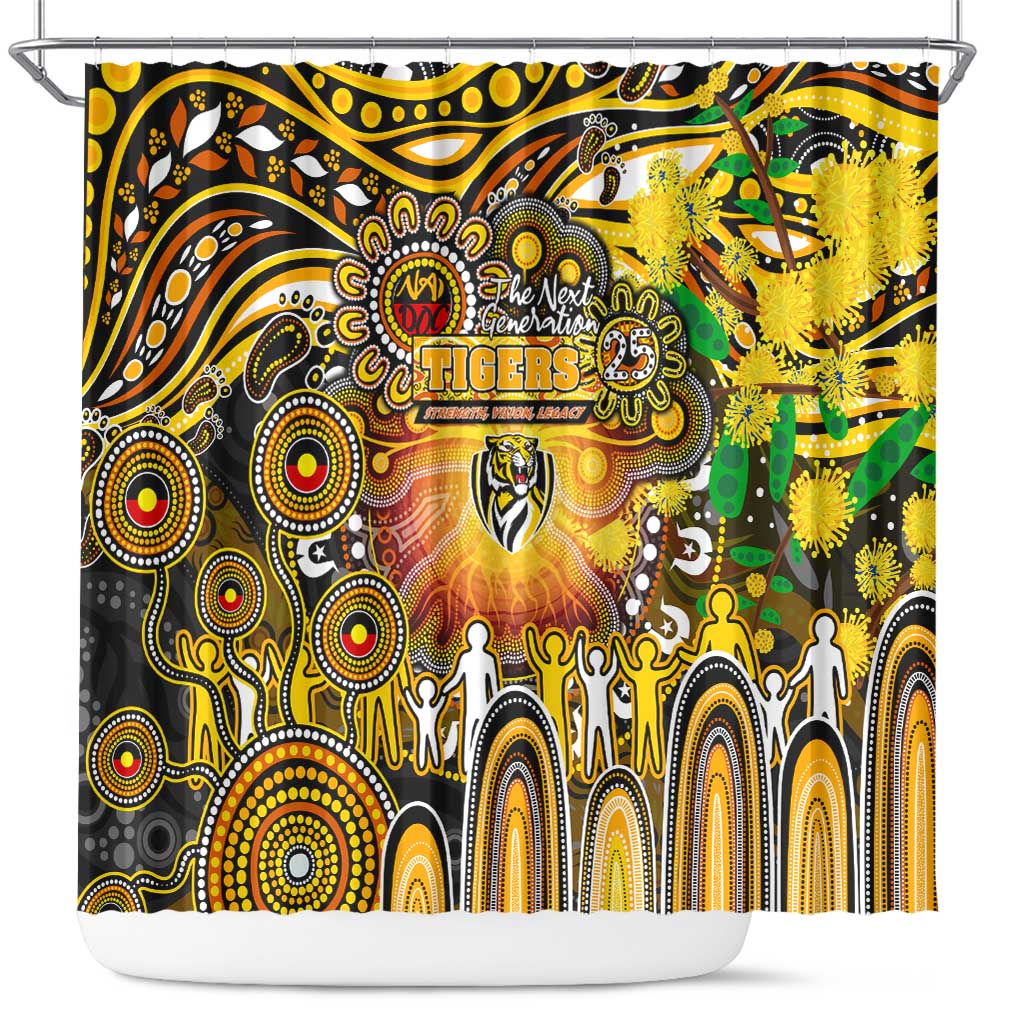 NAIDOC Week 2025 Tiger Football Shower Curtain Aboriginal Dot Painting