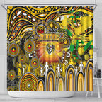 NAIDOC Week 2025 Tiger Football Shower Curtain Aboriginal Dot Painting