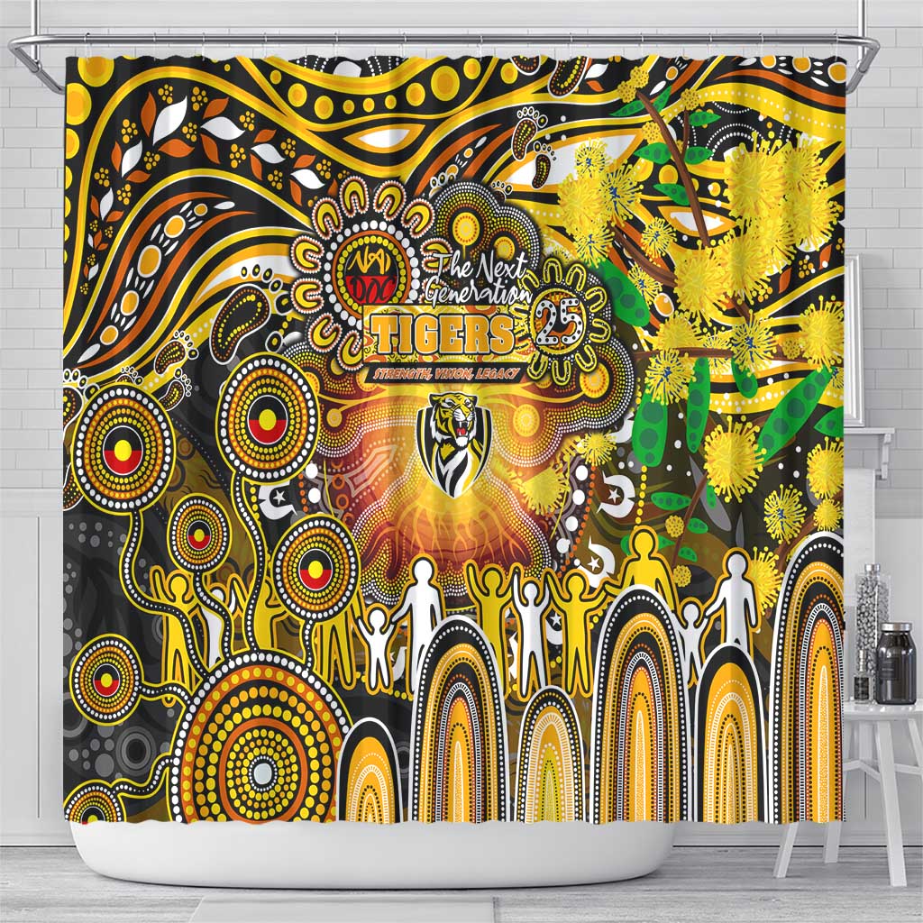 NAIDOC Week 2025 Tiger Football Shower Curtain Aboriginal Dot Painting