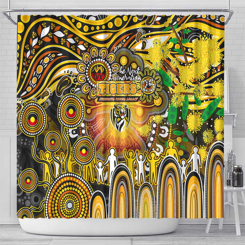 NAIDOC Week 2025 Tiger Football Shower Curtain Aboriginal Dot Painting
