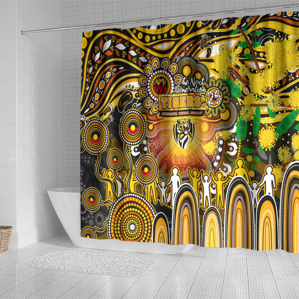 NAIDOC Week 2025 Tiger Football Shower Curtain Aboriginal Dot Painting