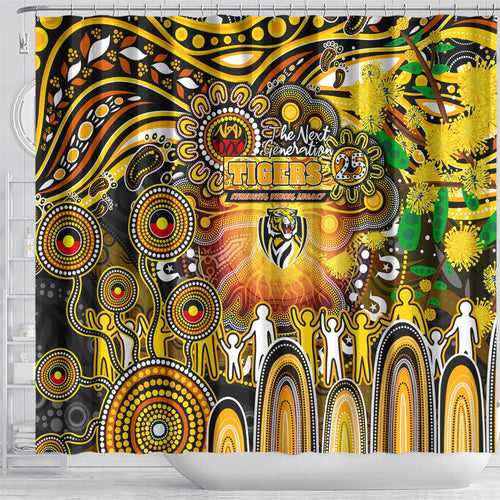 NAIDOC Week 2025 Tiger Football Shower Curtain Aboriginal Dot Painting