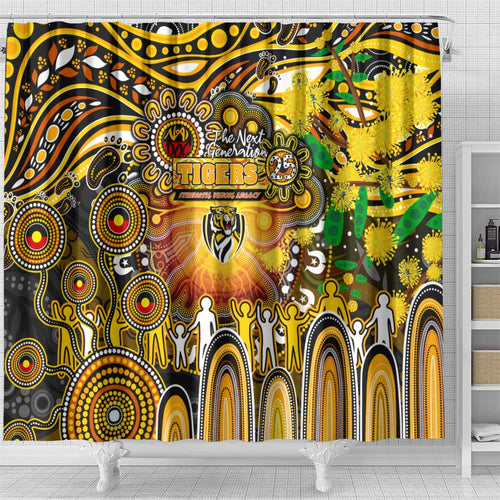 NAIDOC Week 2025 Tiger Football Shower Curtain Aboriginal Dot Painting