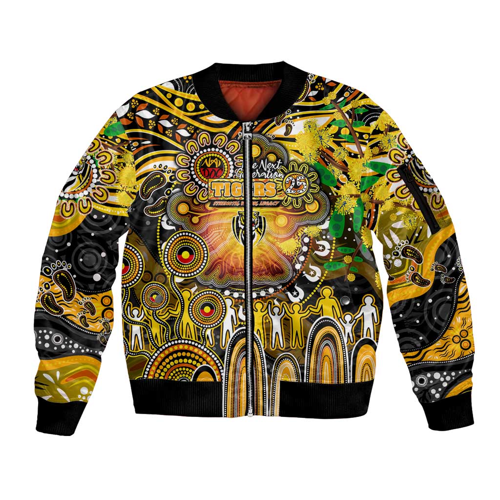Personalised NAIDOC Week 2025 Tiger Football Sleeve Zip Bomber Jacket Aboriginal Dot Painting