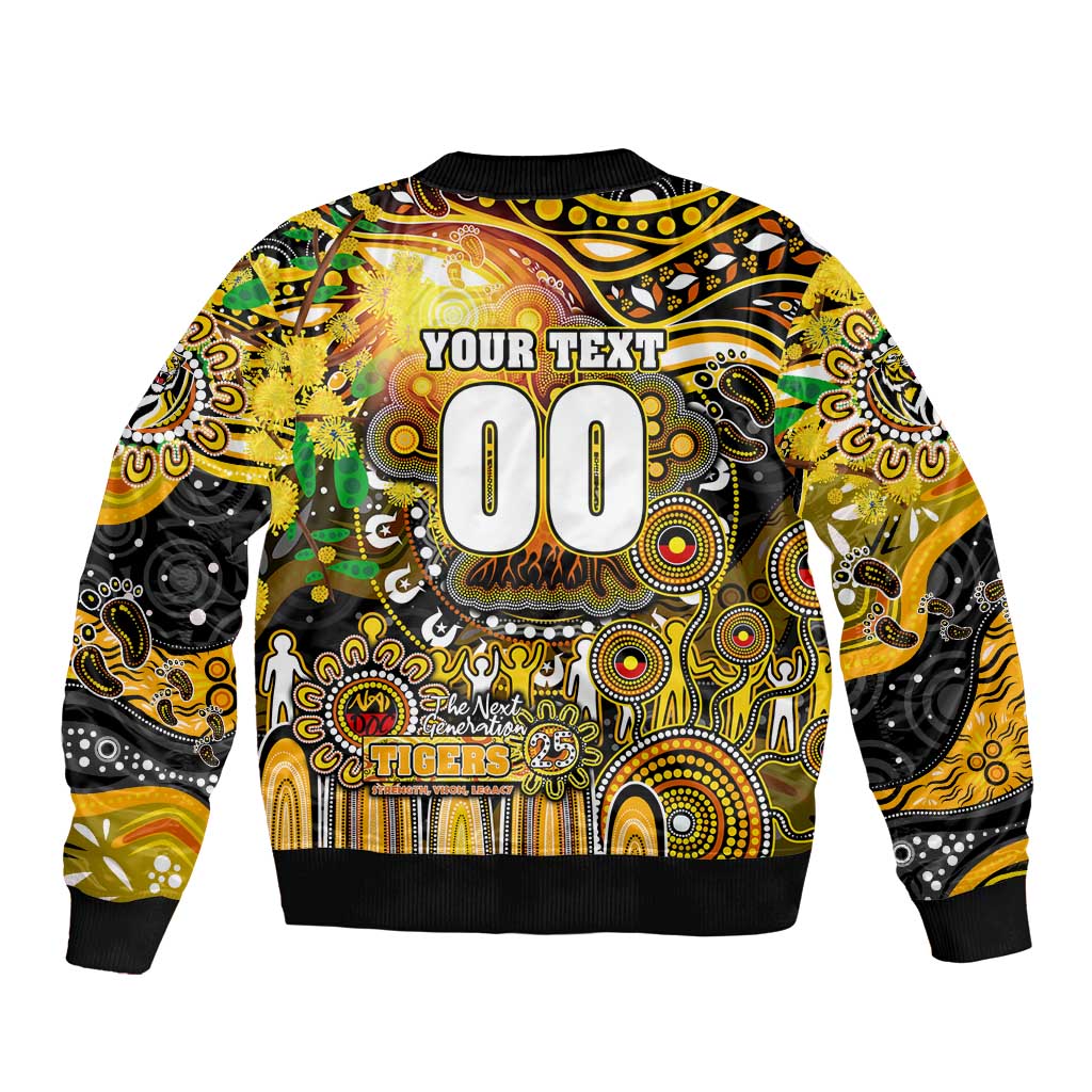 Personalised NAIDOC Week 2025 Tiger Football Sleeve Zip Bomber Jacket Aboriginal Dot Painting